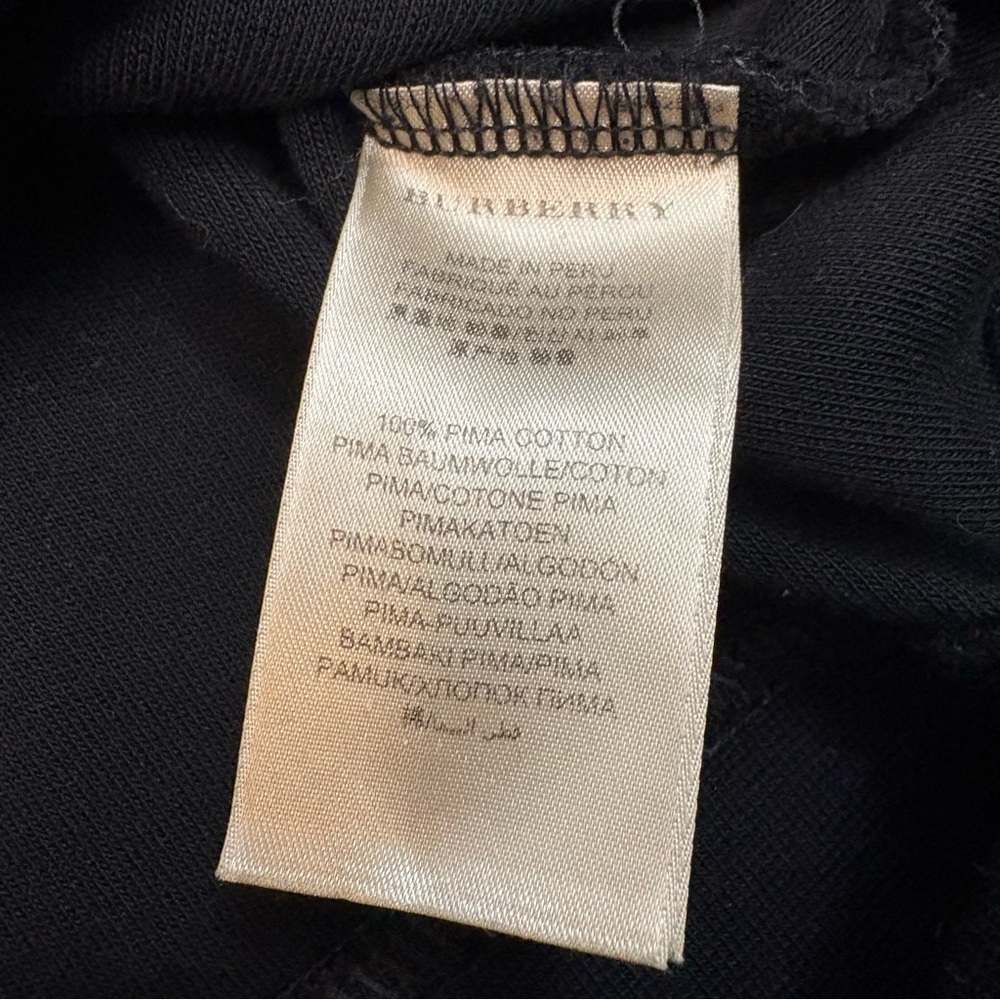 Burberry Black Pima Cotton Quarter Zip Sweater Men’s XL Classic Logo Pullover - Picture 8 of 11